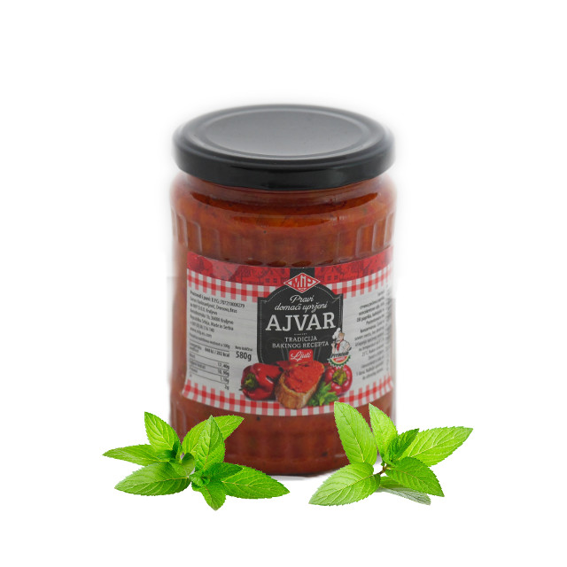 Ajvar domaći pravi ljuti uprženi EXTRA KVALITET, 580g
